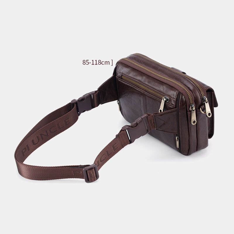 Bolso De Hombro Retro Multifunción De Cuero Genuino Para Hombre Bolso De Cintura Bolso Cruzado