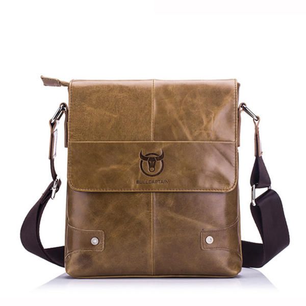 Bolso De Hombro Retro Para Hombre Maletín De Cuero Genuino Bolso De Hombreajero De Negocios