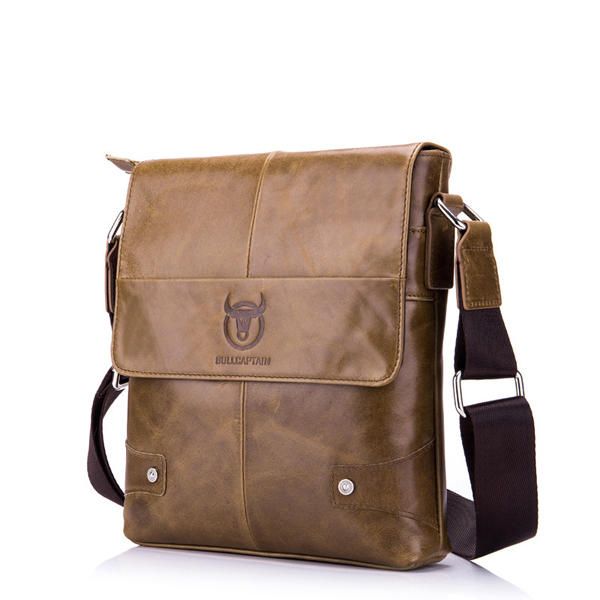 Bolso De Hombro Retro Para Hombre Maletín De Cuero Genuino Bolso De Hombreajero De Negocios