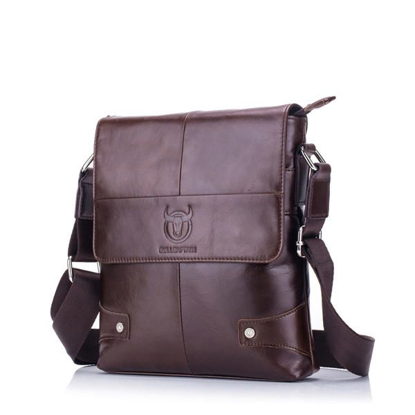 Bolso De Hombro Retro Para Hombre Maletín De Cuero Genuino Bolso De Hombreajero De Negocios