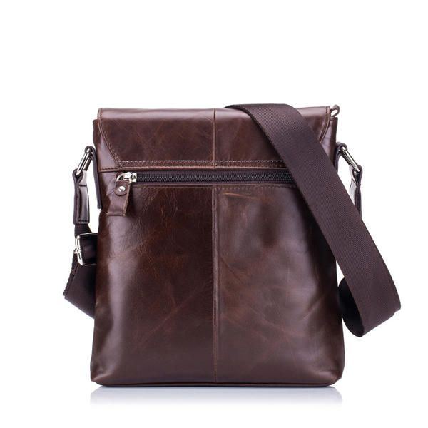 Bolso De Hombro Retro Para Hombre Maletín De Cuero Genuino Bolso De Hombreajero De Negocios