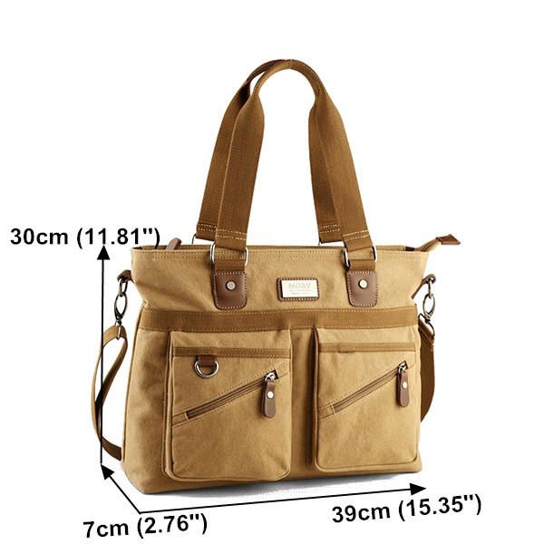 Bolso De Lona Vintage Bolso Bandolera De Múltiples Ranuras Para Bolso De Hombro De Hombre Sólido De Computadora De 14 Pulgadas