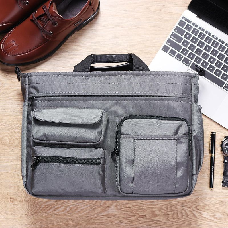 Bolso Multibolsillos De Nailon Para Hombre Para Bandolera De Negocios De Computadora De 14 Pulgadas