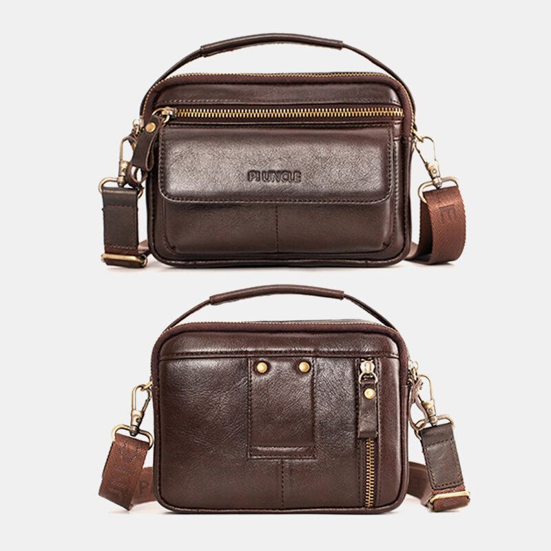 Bolso Multifunción Multifunción De Cuero Genuino Para Hombre Bolso De Teléfono De 6.5 Pulgadas Bolso Cruzado Bolso De Cintura