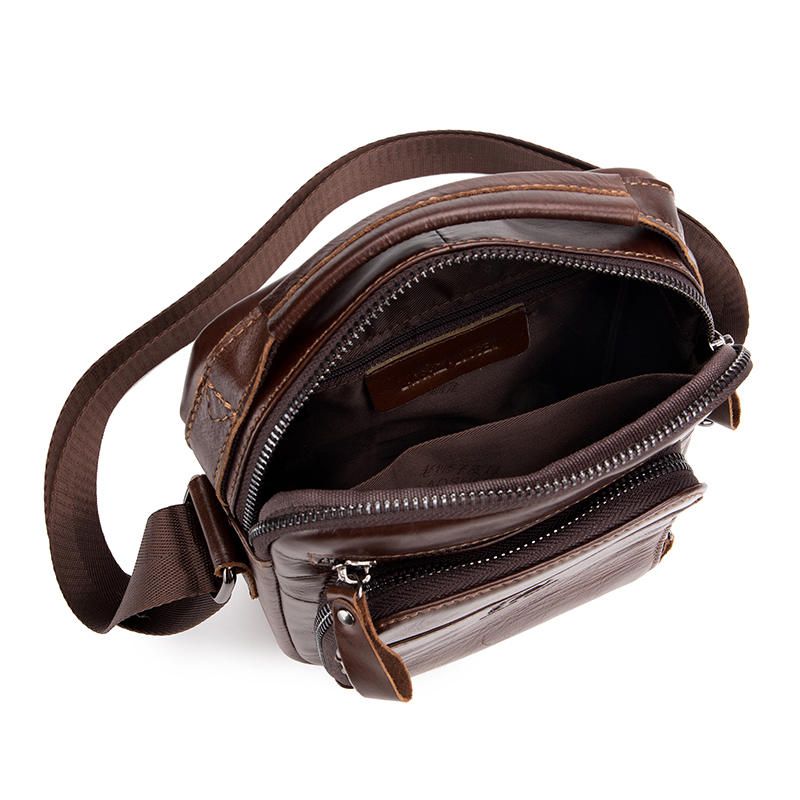 Bolso De Negocios De Cuero Genuino Vintage Bolso Bandolera Crossbody