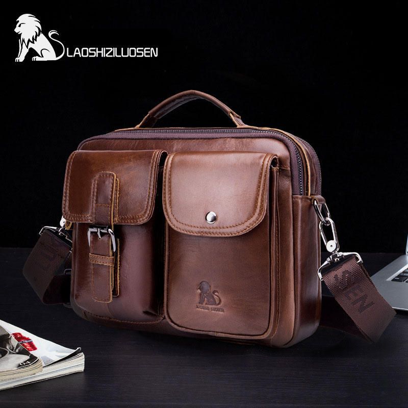 Bolso De Negocios Vintage De Cuero Genuino Para Hombre Bolso Bandolera Para El Trabajo