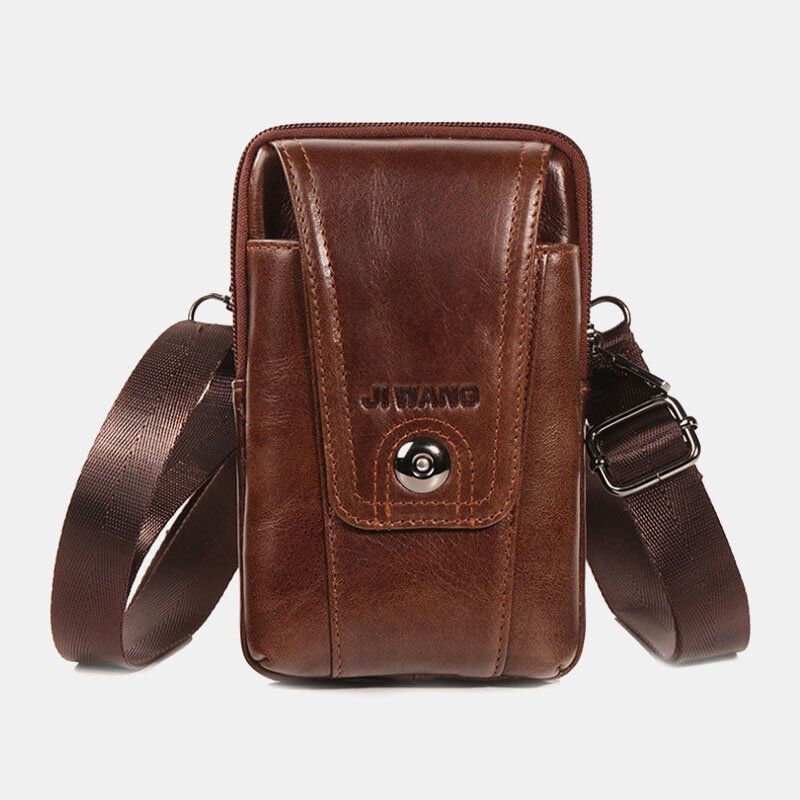 Bolso Para Teléfono Con Cinturón De Cuero Genuino Para Hombre Bolso Bandolera Informal Bolso Bandolera