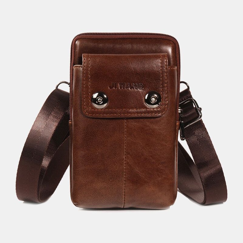 Bolso Para Teléfono Con Cinturón De Cuero Genuino Para Hombre Bolso Bandolera Informal Bolso Bandolera