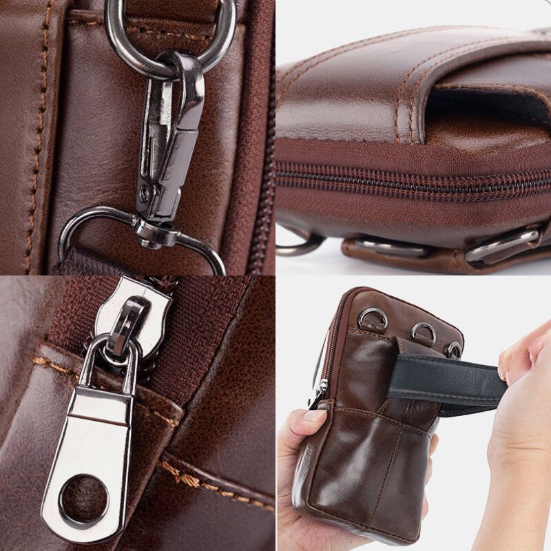 Bolso Para Teléfono Con Cinturón De Cuero Genuino Para Hombre Bolso Bandolera Informal Bolso Bandolera