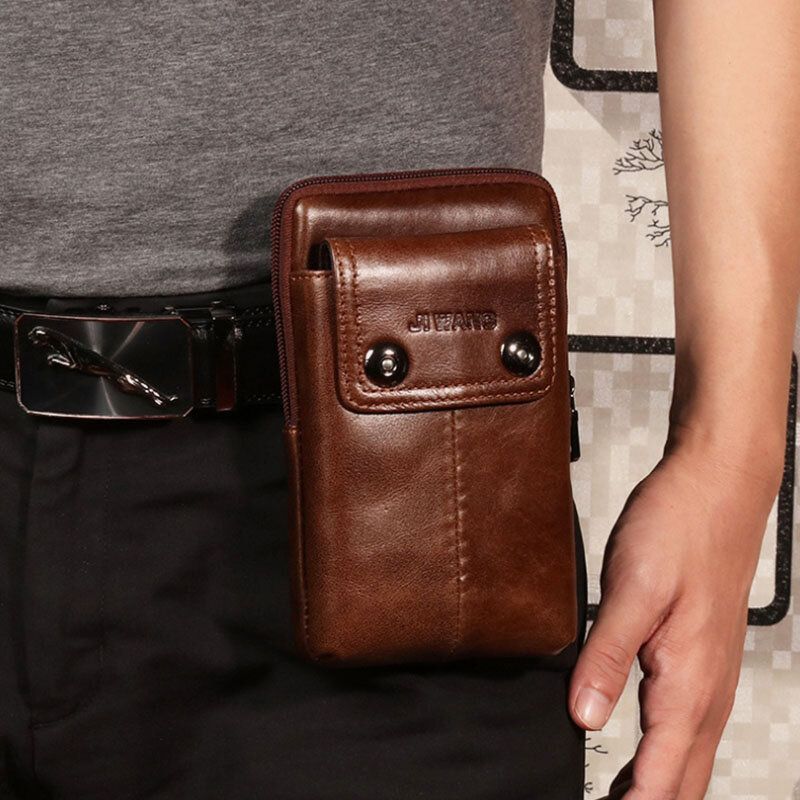 Bolso Para Teléfono Con Cinturón De Cuero Genuino Para Hombre Bolso Bandolera Informal Bolso Bandolera