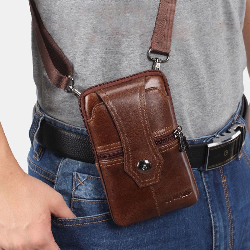 Bolso Para Teléfono Con Cinturón De Cuero Genuino Para Hombre Bolso Bandolera Informal Bolso Bandolera