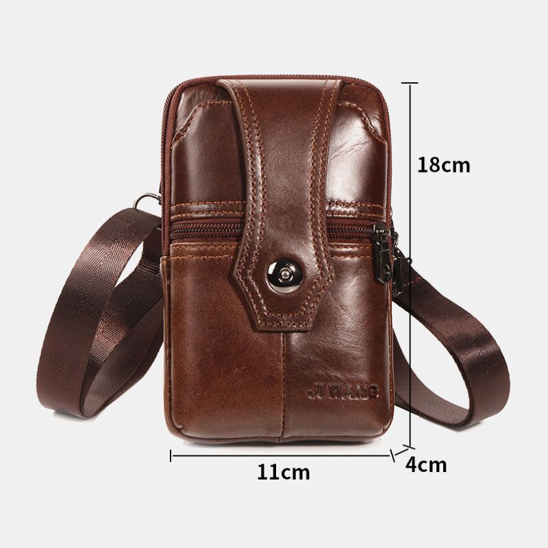 Bolso Para Teléfono Con Cinturón De Cuero Genuino Para Hombre Bolso Bandolera Informal Bolso Bandolera