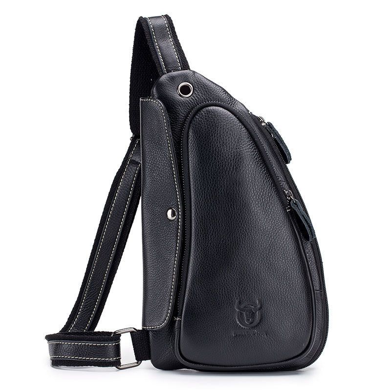 Bolso De Pecho Bullcaptain Para Hombre Bolso Bandolera De Cuero Genuino Bolso Bandolera Sólido