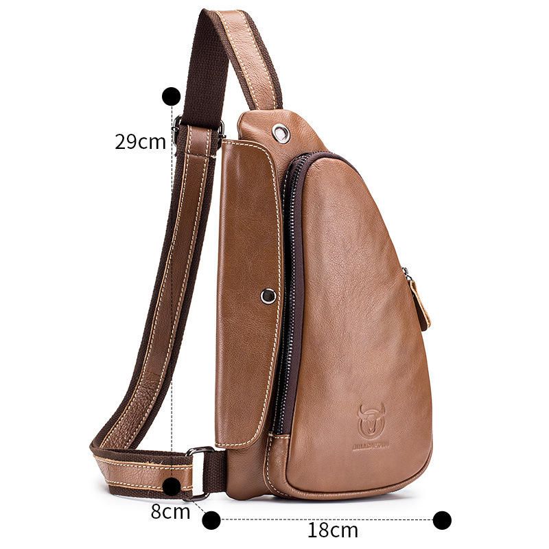 Bolso De Pecho Bullcaptain Para Hombre Bolso Bandolera De Cuero Genuino Bolso Bandolera Sólido