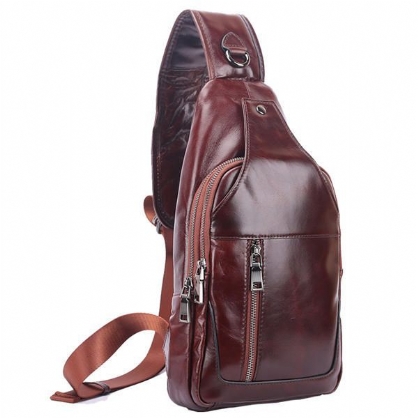 Bolso De Pecho De Cuero Genuino De Negocios Para Hombres Bolsos De Hombro Bolsos Cruzados