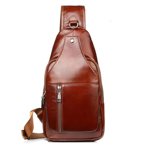 Bolso De Pecho De Cuero Genuino De Negocios Para Hombres Bolsos De Hombro Bolsos Cruzados