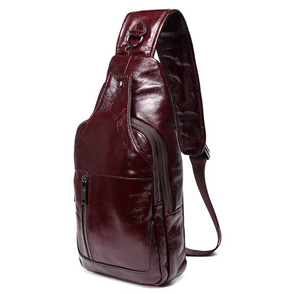 Bolso De Pecho De Cuero Genuino De Negocios Para Hombres Bolsos De Hombro Bolsos Cruzados