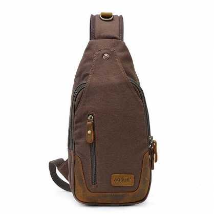 Bolso De Pecho De Moda Para Hombre Bolso Bandolera Informal De Lona Bolso De Cuero Para Exteriores