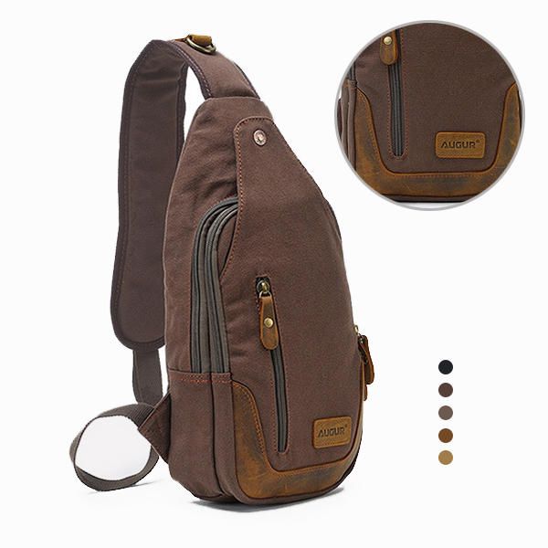 Bolso De Pecho De Moda Para Hombre Bolso Bandolera Informal De Lona Bolso De Cuero Para Exteriores