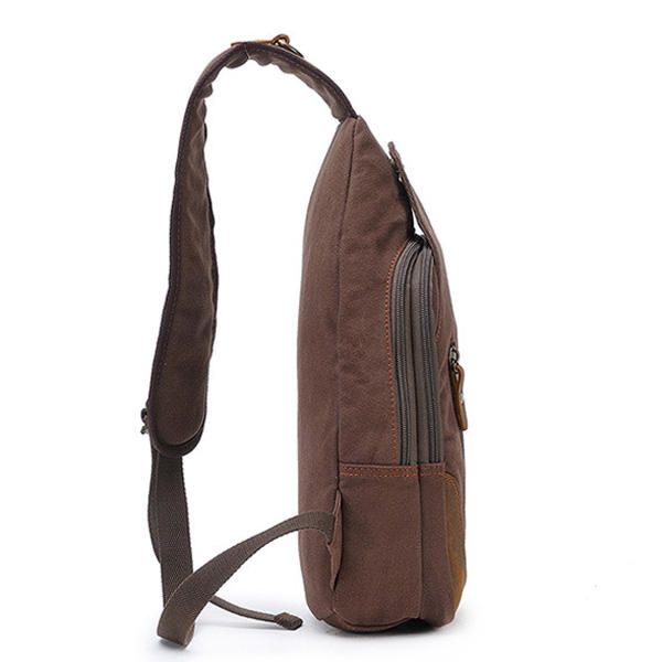 Bolso De Pecho De Moda Para Hombre Bolso Bandolera Informal De Lona Bolso De Cuero Para Exteriores