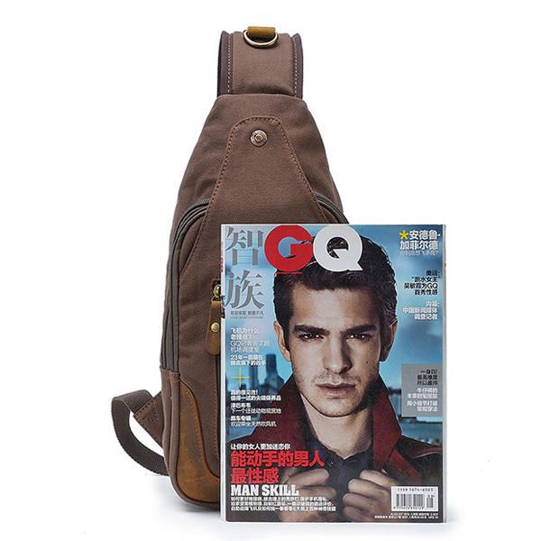 Bolso De Pecho De Moda Para Hombre Bolso Bandolera Informal De Lona Bolso De Cuero Para Exteriores