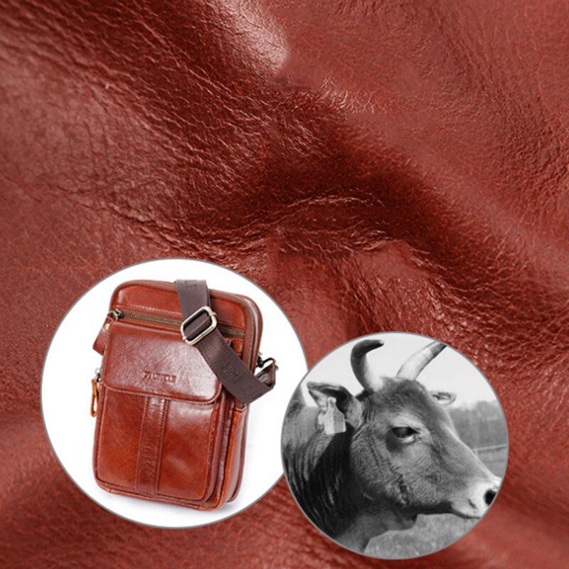 Bolso De Pecho Multifunción De Negocios Retro De Cuero Genuino Para Hombre Bolso Bandolera Bandolera Cruzada