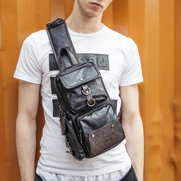 Bolso De Pecho Para Hombre Bolso De Hombro Negro Bolso Cruzado Con Múltiples Bolsillos