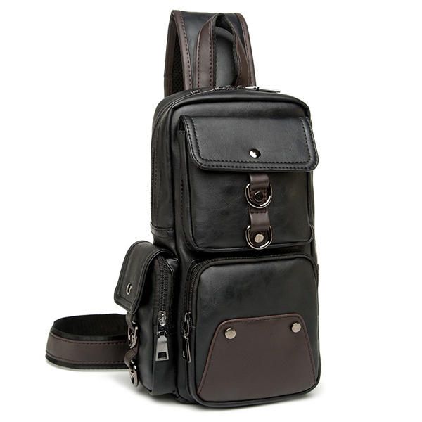 Bolso De Pecho Para Hombre Bolso De Hombro Negro Bolso Cruzado Con Múltiples Bolsillos