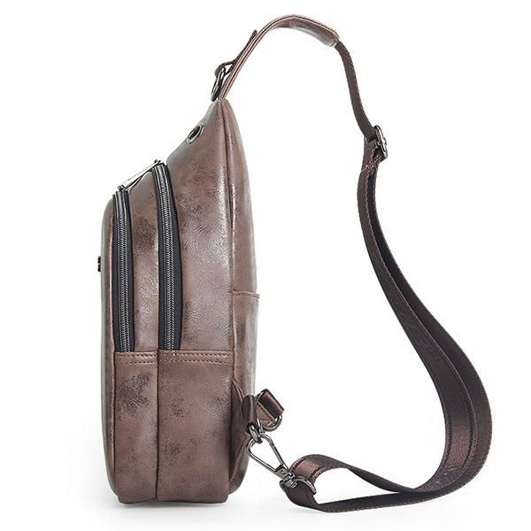 Bolso De Pecho Para Montar Al Aire Libre Impermeable Vintage De Cuero Pu