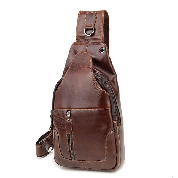 Bolso De Pecho Vintage De Cuero Genuino Para Hombre Bolso Bandolera Informal