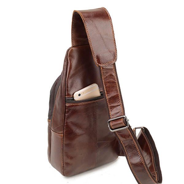 Bolso De Pecho Vintage De Cuero Genuino Para Hombre Bolso Bandolera Informal