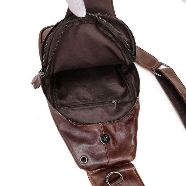 Bolso De Pecho Vintage De Cuero Genuino Para Hombre Bolso Bandolera Informal