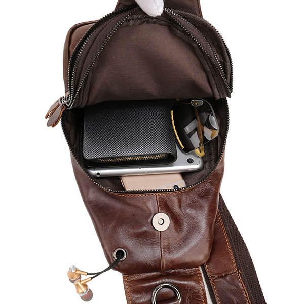 Bolso De Pecho Vintage De Cuero Genuino Para Hombre Bolso Bandolera Informal