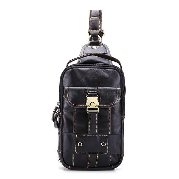 Bolso De Pecho Vintage Informal De Cuero Genuino Para Hombre Bolsos Pequeños De Hombro