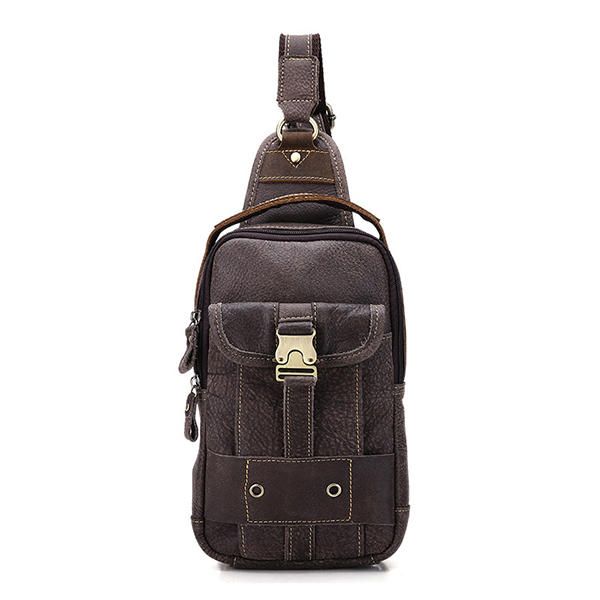 Bolso De Pecho Vintage Informal De Cuero Genuino Para Hombre Bolsos Pequeños De Hombro