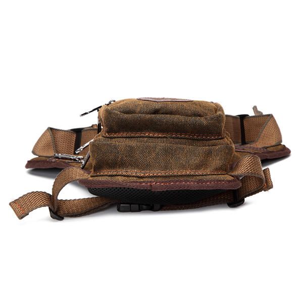 Bolso De Pierna De Lona Sólida Con Bolsillo Para Teléfono Celular Bolso De Cintura Casual Vintage Para Hombres