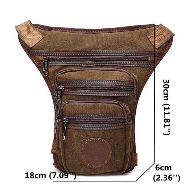 Bolso De Pierna De Lona Sólida Con Bolsillo Para Teléfono Celular Bolso De Cintura Casual Vintage Para Hombres