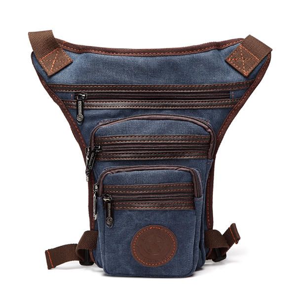 Bolso De Pierna De Lona Sólida Con Bolsillo Para Teléfono Celular Bolso De Cintura Casual Vintage Para Hombres