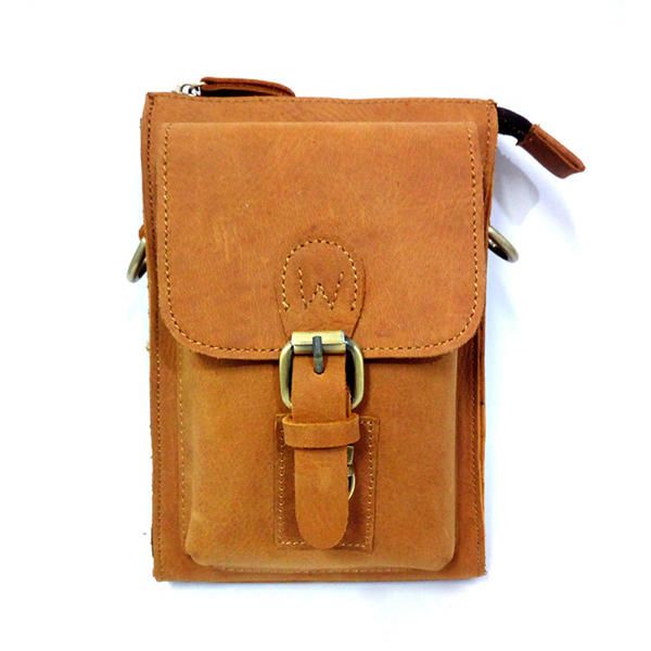 Bolso De Un Solo Hombro De Cuero Genuino Para Hombre Bolso Casual Vintage