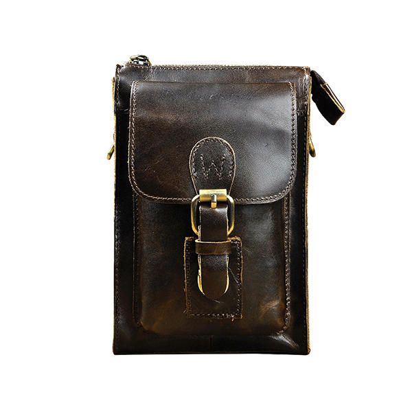 Bolso De Un Solo Hombro De Cuero Genuino Para Hombre Bolso Casual Vintage