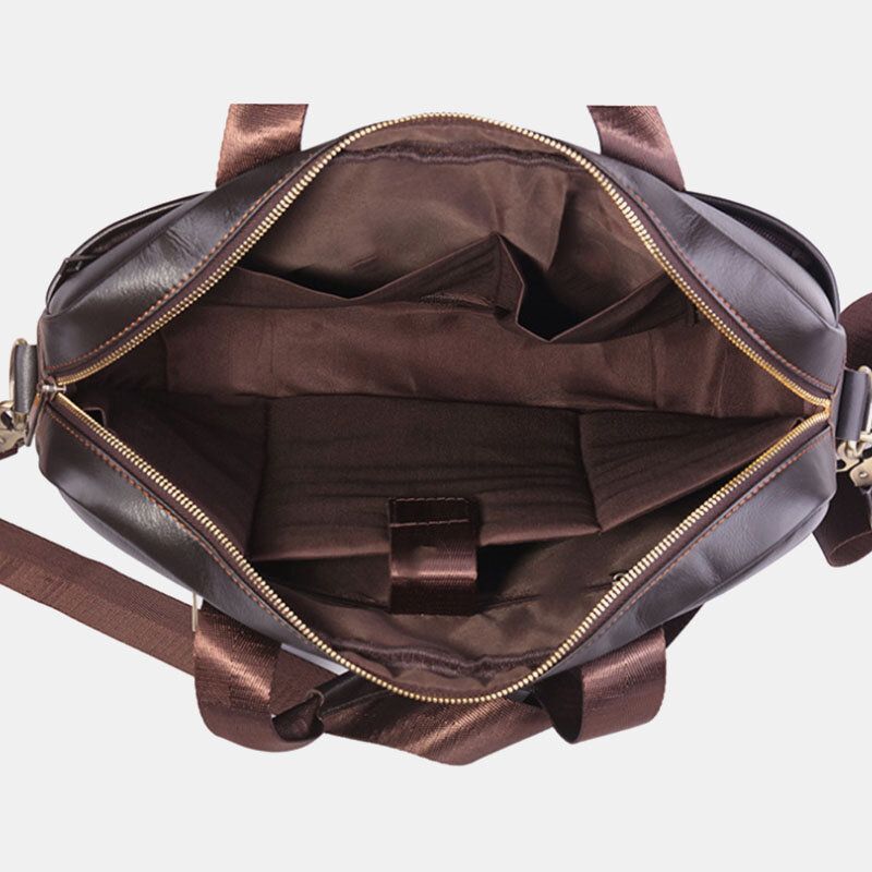 Bolso De Viaje De Gran Capacidad Retro Multifunción De Cuero Genuino Para Hombre Bolso Cruzado