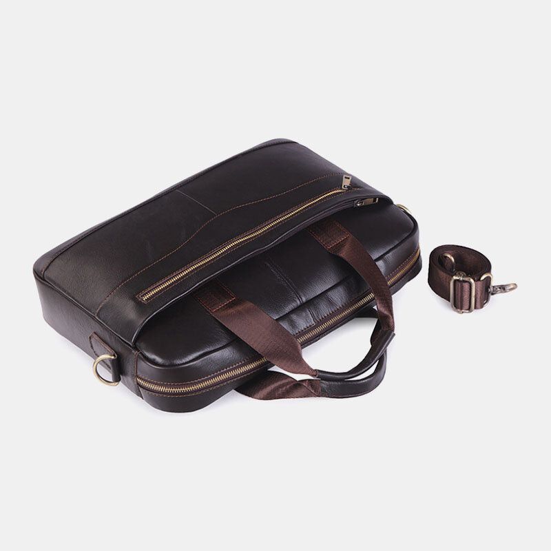 Bolso De Viaje De Gran Capacidad Retro Multifunción De Cuero Genuino Para Hombre Bolso Cruzado