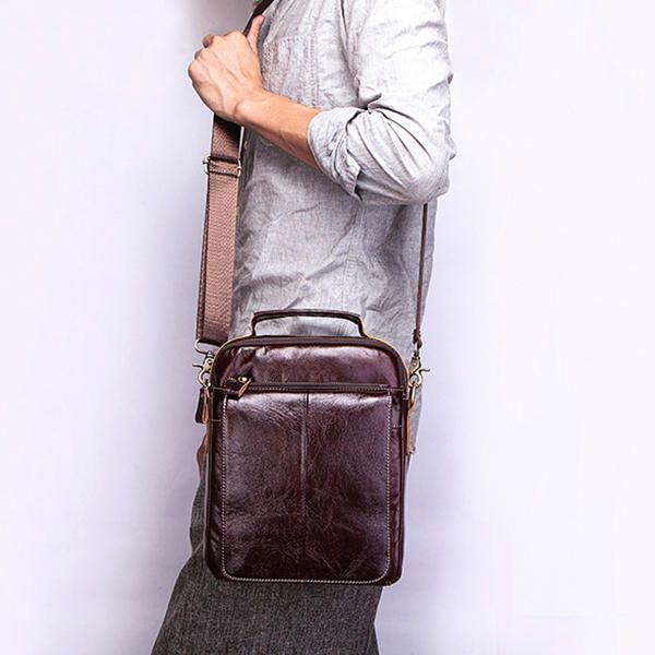 Bolso Vintage Casual De Negocios De Cuero Genuino Para Hombres