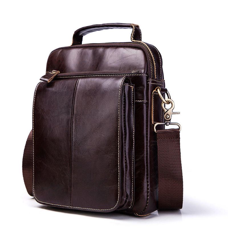 Bolso Vintage Casual De Negocios De Cuero Genuino Para Hombres