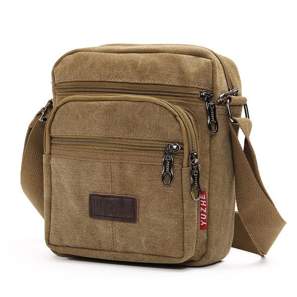 Bolsos De Hombro De Lona Retro Casuales Para Hombre Bolsos Cruzados Con Múltiples Bolsillos