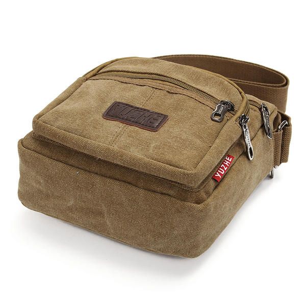 Bolsos De Hombro De Lona Retro Casuales Para Hombre Bolsos Cruzados Con Múltiples Bolsillos