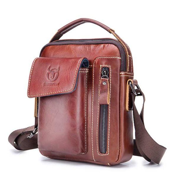 Bullcaptain Bolso Bandolera De Negocios De Cuero Genuino Bolso Bandolera Vintage Para Hombres