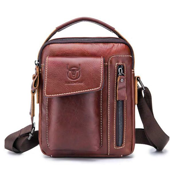 Bullcaptain Bolso Bandolera De Negocios De Cuero Genuino Bolso Bandolera Vintage Para Hombres