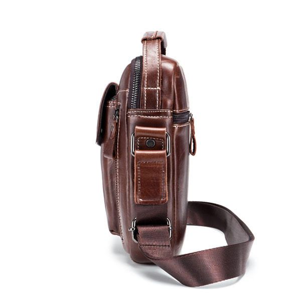 Bullcaptain Bolso Bandolera De Negocios De Cuero Genuino Bolso Bandolera Vintage Para Hombres