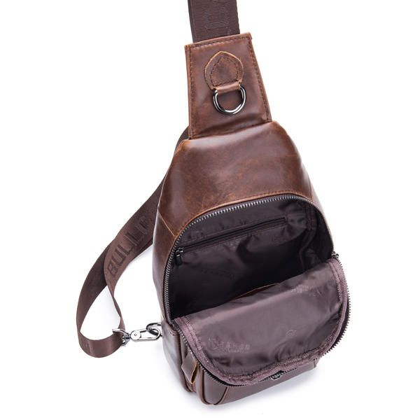 Bullcaptain Bolso De Cuero Genuino Bolso Bandolera Vintage Bolso De Pecho Para Hombre